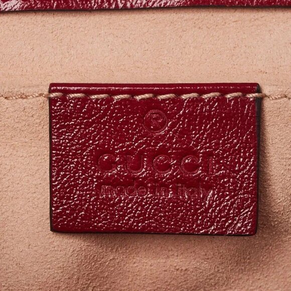 Gucci Beige/Red GG Quilted Canvas Marmont Mini Shoulder Bag - Picture 9 of 10